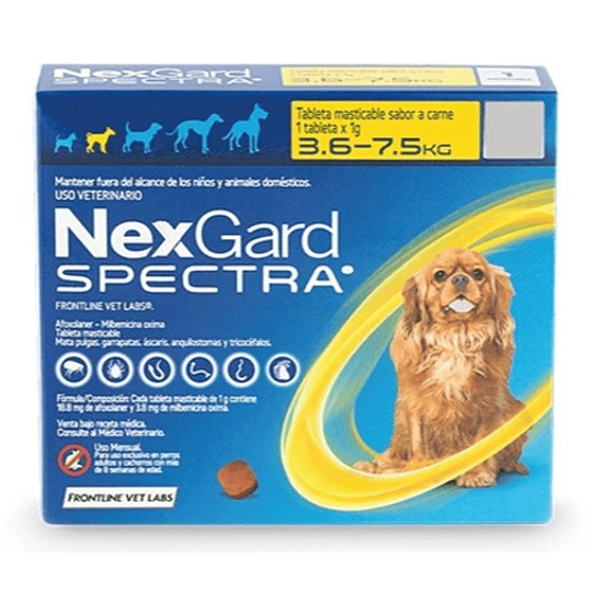 Nexgard Spectra ( 3,6-7,5 KG)  1 comp. - antiparasitario interno y externo masticable