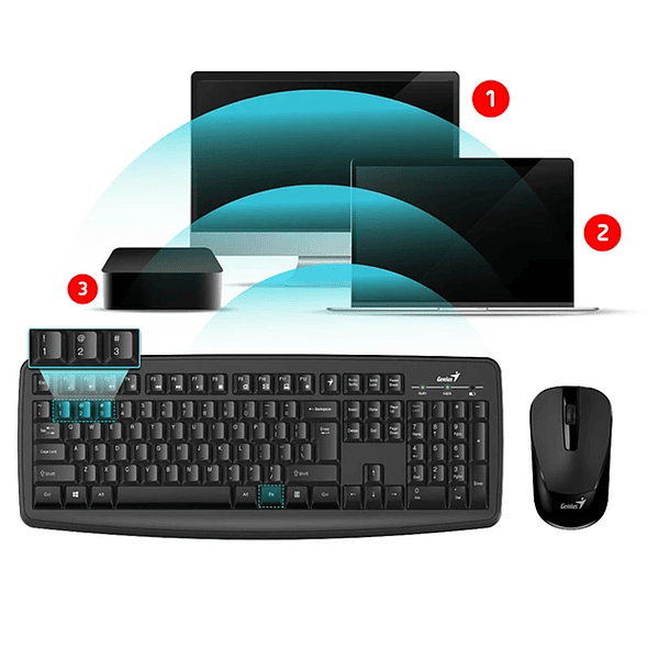 Combo Genius Smart KM-8100 Negro Teclado (Es) + Mouse Inalámbrico 5