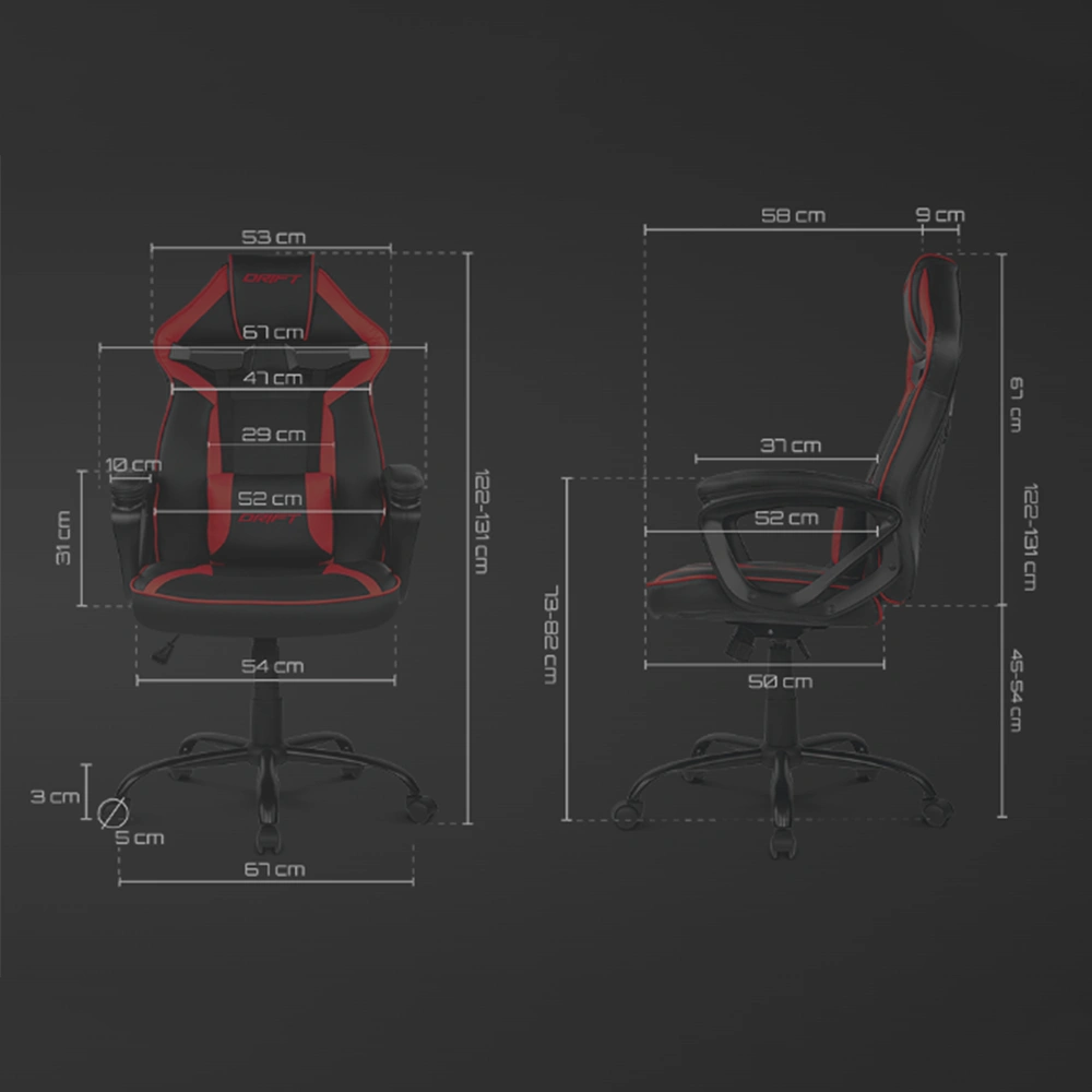 Silla Drift DR50 Negro Con Rojo 7