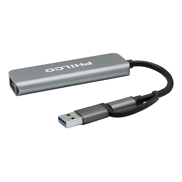 Hub 4 En 1 Philco USB-C a 4 Puertos USB 2