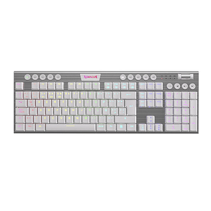 Teclado Mecánico Redragon Horus FS K618 RGB inalámbrico, Color Blanco, Sw Rojo (Es)