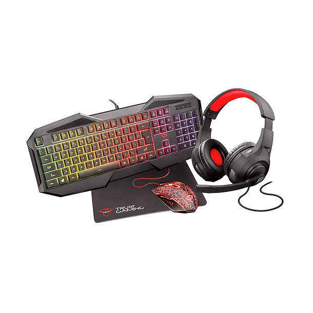 Kit 4 en 1 Trust GTX 1180RW, Mouse + Mouse Pad + Teclado (Es) + Audífono 1