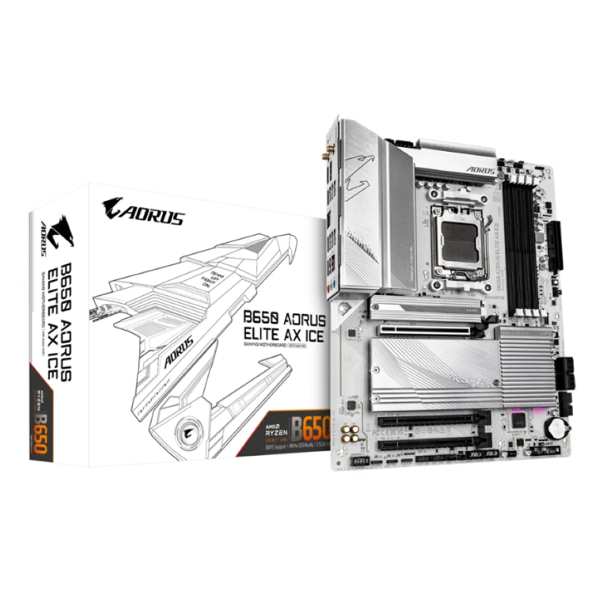 Placa Madre GIGABYTE B650 AORUS ELITE AX ICE – ATX- 4x DDR5 - WIFI - HDMI/DisplayPort 1