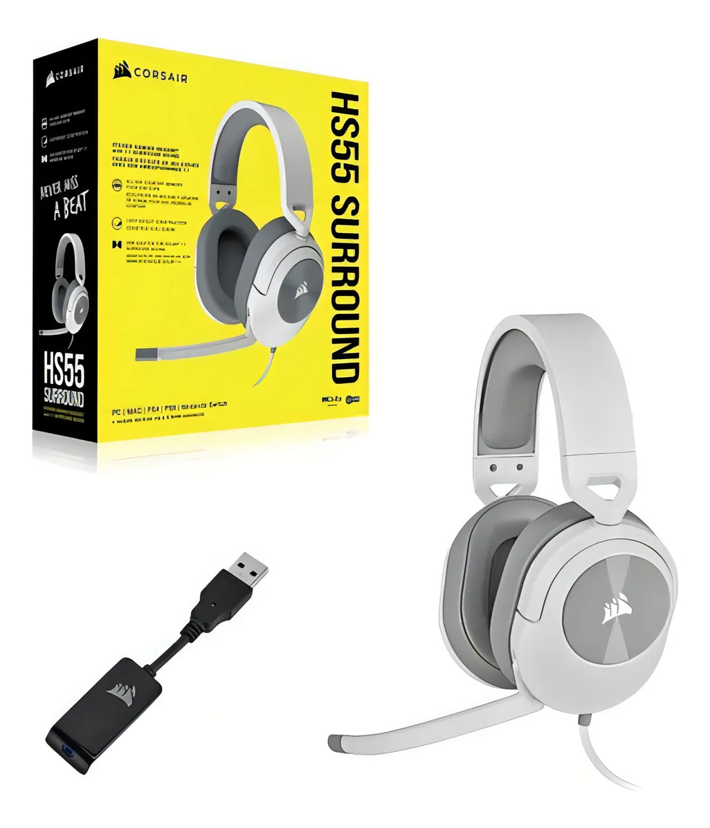 Audífono Corsair HS55 surround, Color Blanco (Openbox) 1