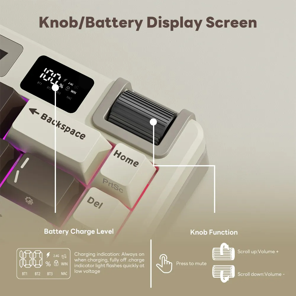 Teclado Mecánico Español Rk Royal Kludge M70 Mocha Grey 70% 5