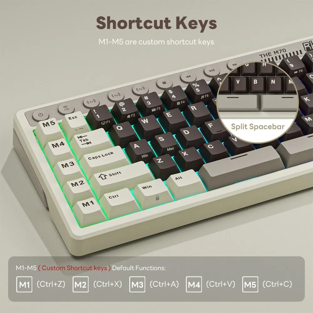 Teclado Mecánico Español Rk Royal Kludge M70 Mocha Grey 70% 7