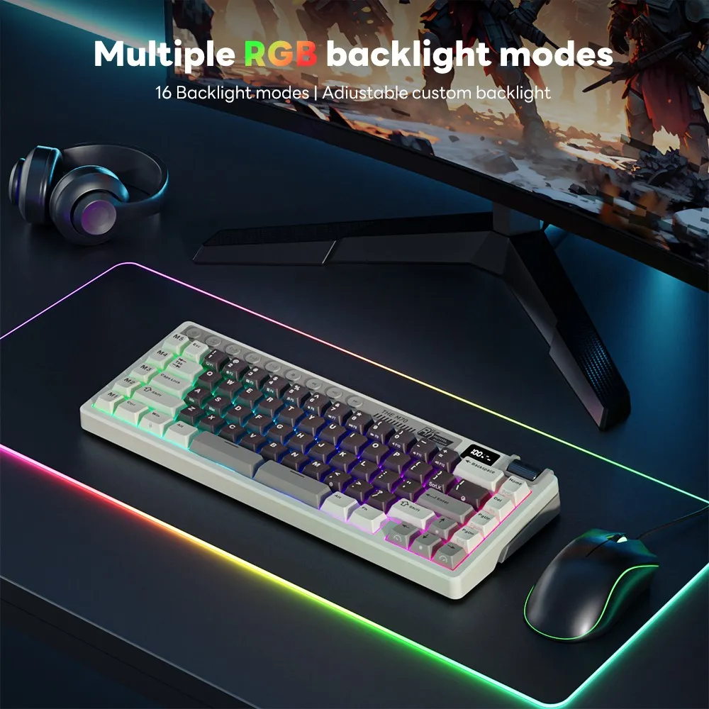 Teclado Mecánico Español Rk Royal Kludge M70 Mocha Grey 70% 8