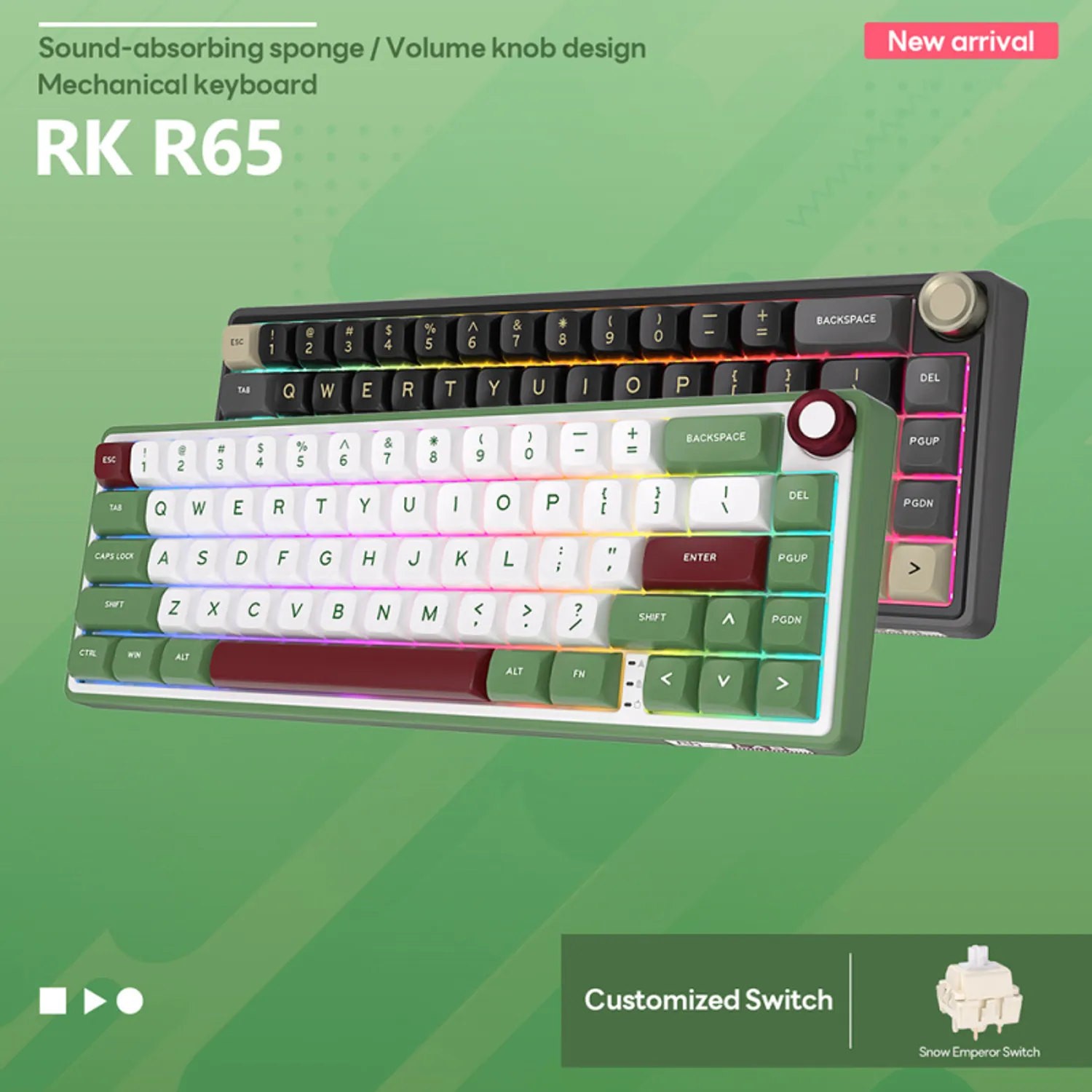 Teclado Mecánico Español Rk Royal Kludge R65 Green Chartreuse switch 6