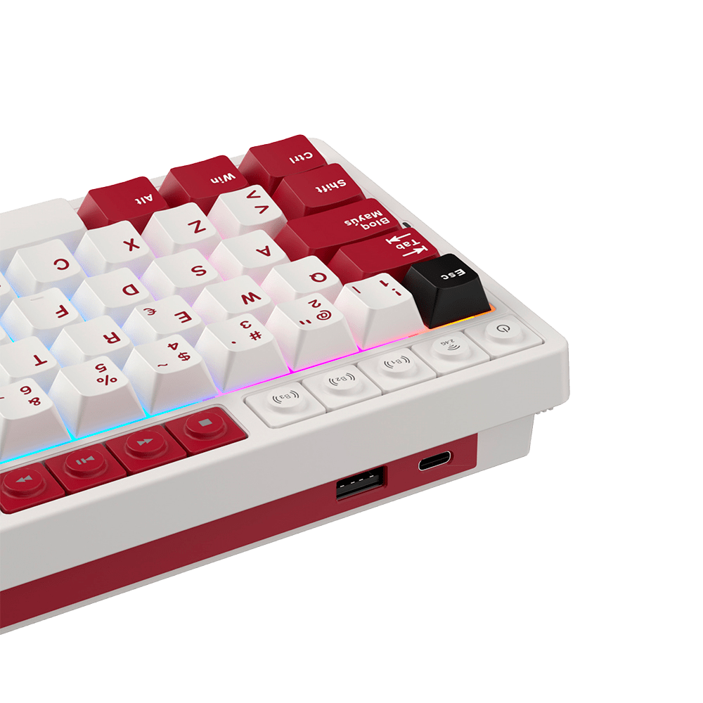 Teclado Mecánico Inalámbrico Español Royal Kludge RKM65 Famicom sw beige 2