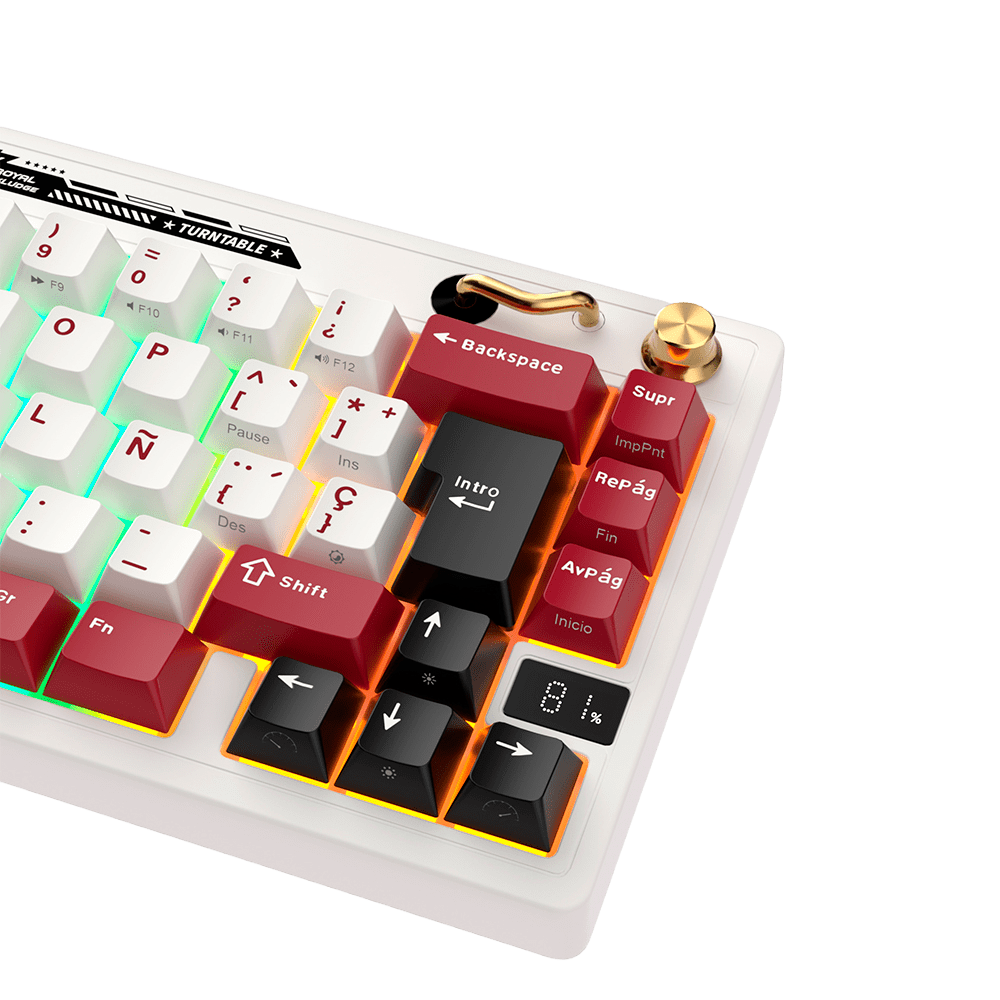 Teclado Mecánico Inalámbrico Español Royal Kludge RKM65 Famicom sw cream 3