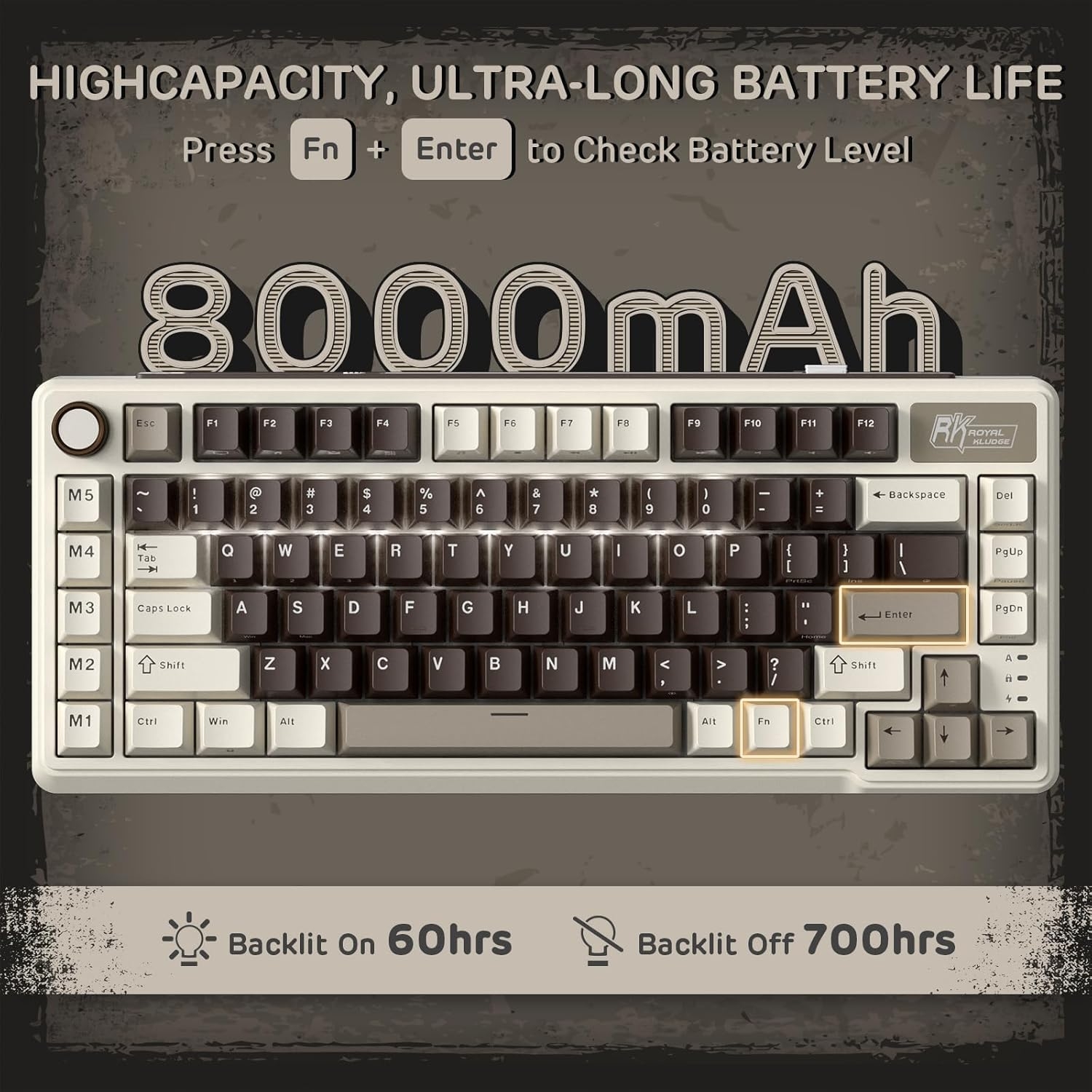 Teclado Mecánico Royal Kludge RK-L75 Mokka Grey  4