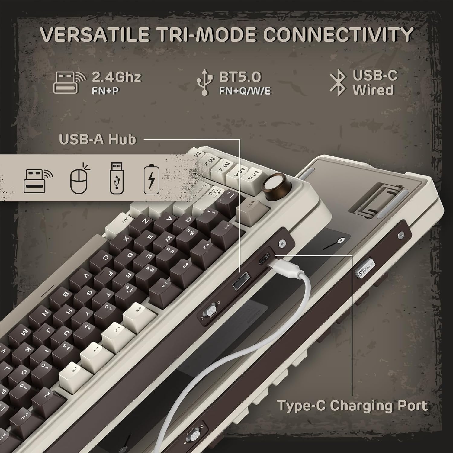 Teclado Mecánico Royal Kludge RK-L75 Mokka Grey  5