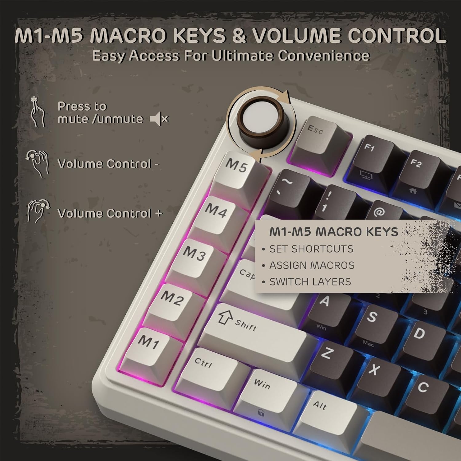 Teclado Mecánico Royal Kludge RK-L75 Mokka Grey  6