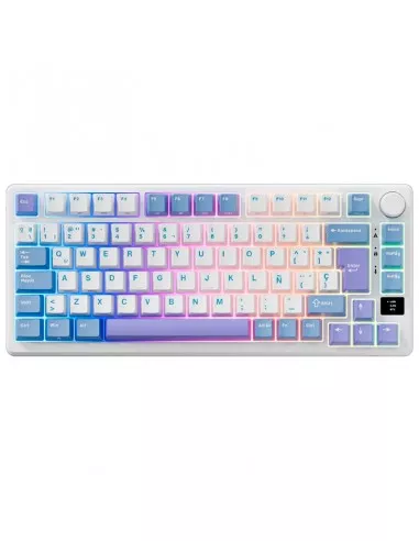Teclado mecánico RK ROYAL KLUDGE M75 taro milk TRI-MODES brown switch español 3