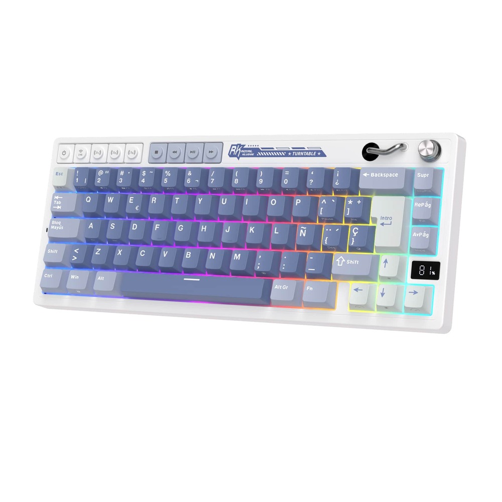Teclado Mecánico Inalámbrico RK Royal Kludge M65 Ocean Blue 65% Español  sw beige 2