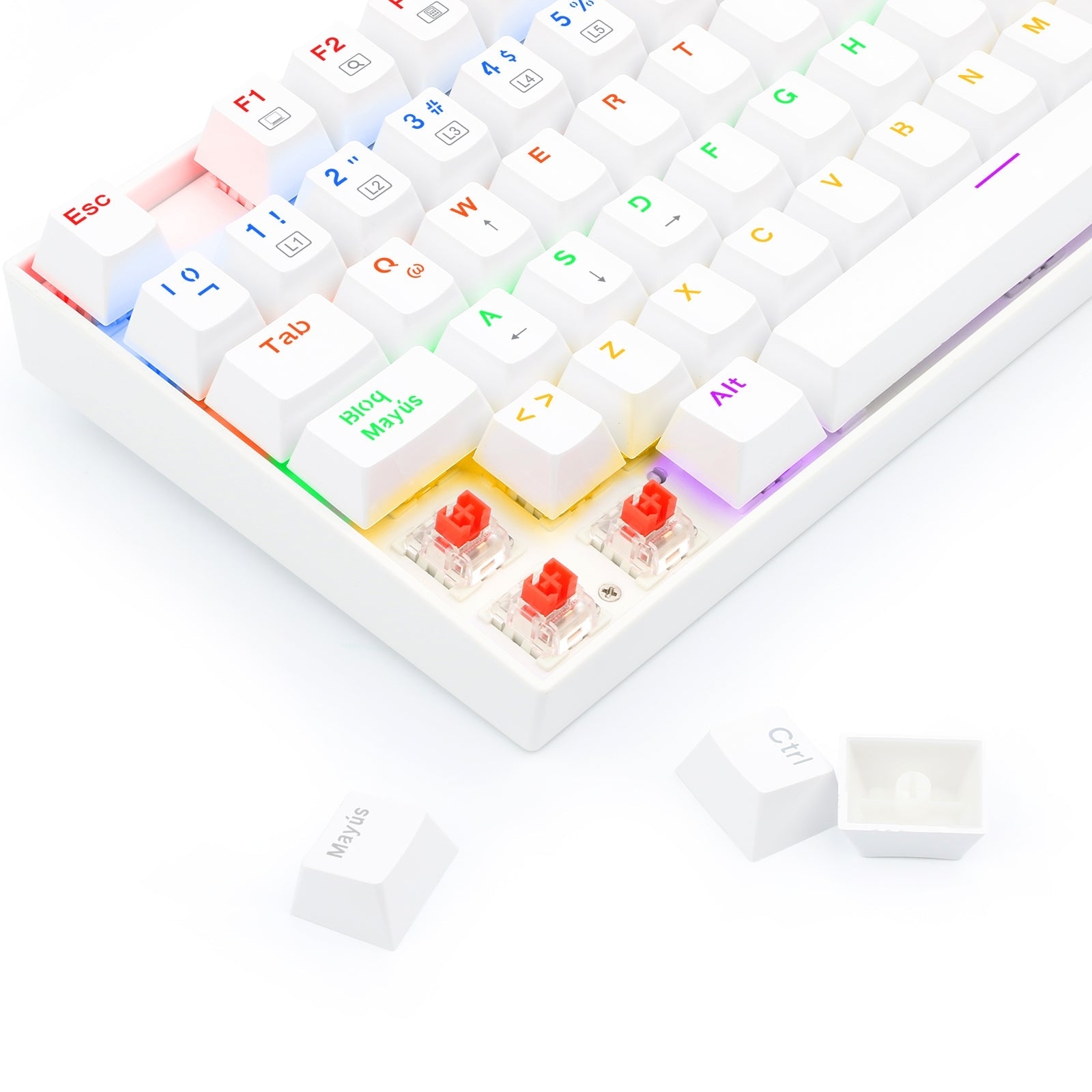 Teclado Gamer KUMARA 2 K552R-SP Rainbow Switch Red - Blanco 7