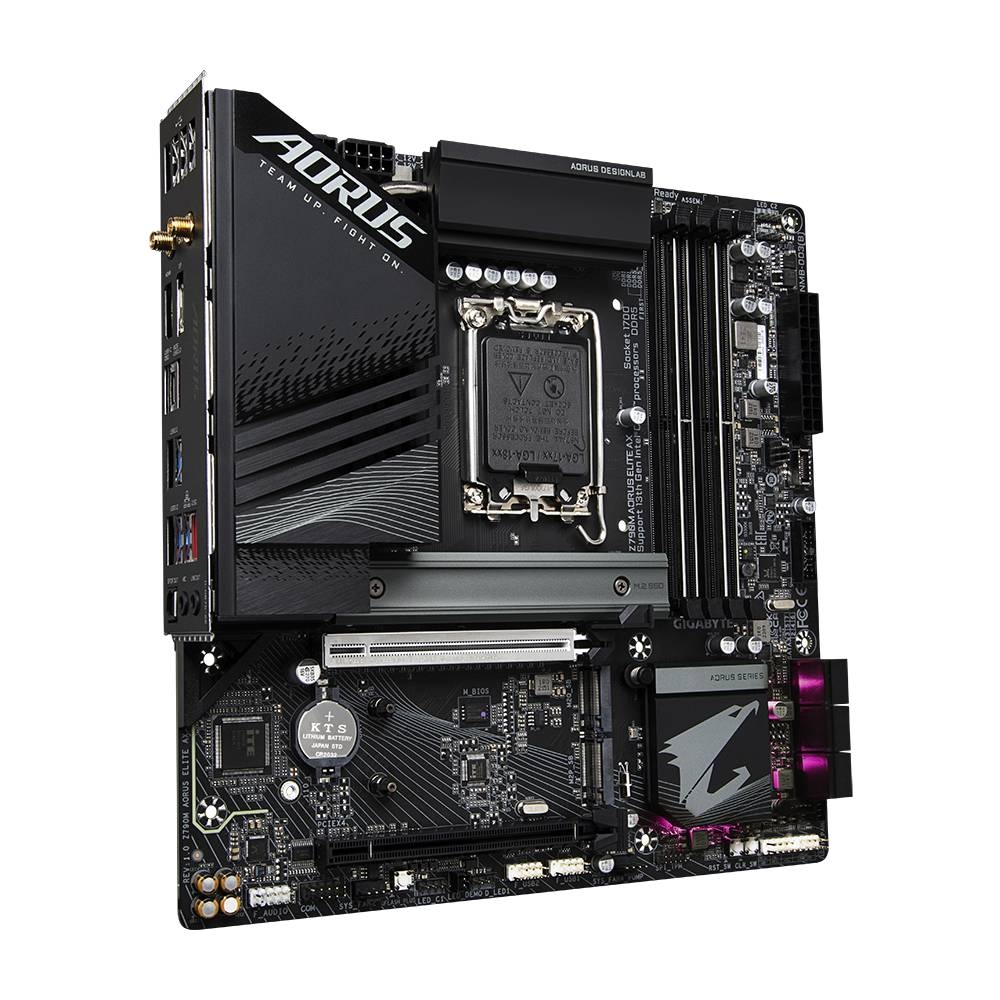 Placa Madre GIGABYTE Z790M AORUS ELITE AX, LGA 1700, DDR5, Wi-Fi 6E, Micro-ATX, Color Negro 4