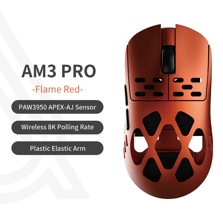 Mouse Gamer Ajazz am3 pro series rojo Full Magnesium Trimode 2