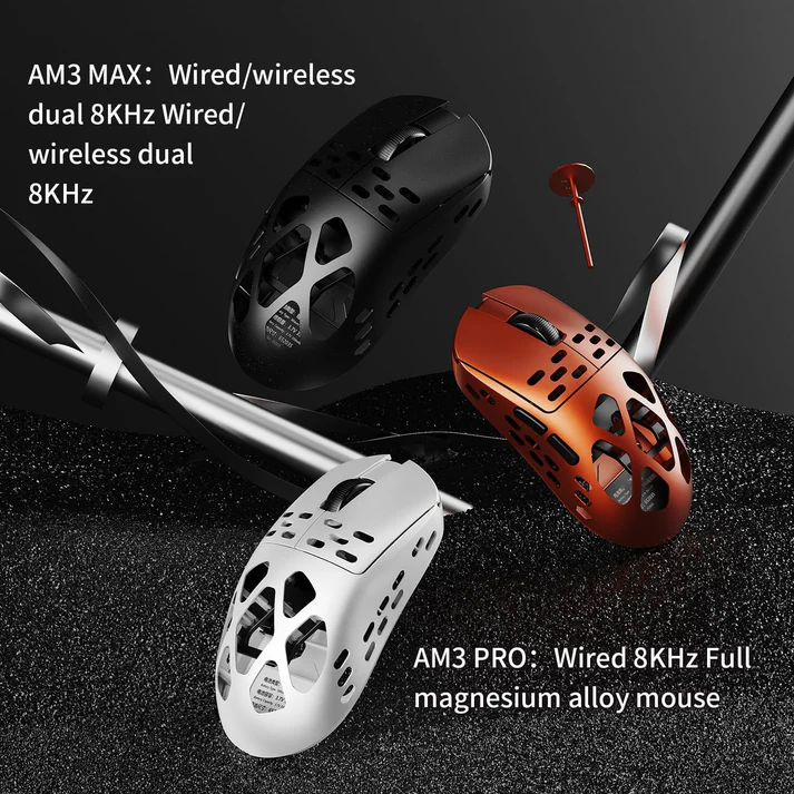 Mouse Gamer Ajazz am3 pro series rojo Full Magnesium Trimode 5