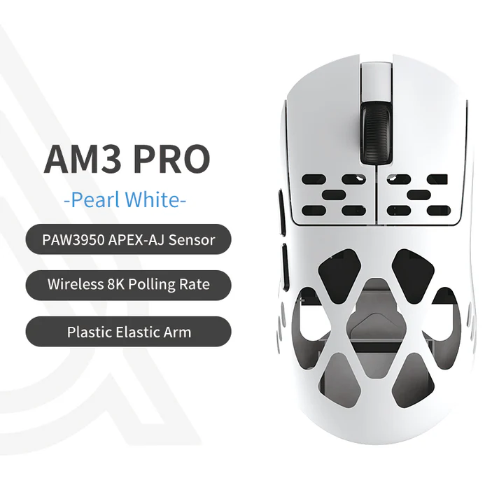 Mouse Gamer Ajazz am3 pro series blanco Full Magnesium Trimode 3