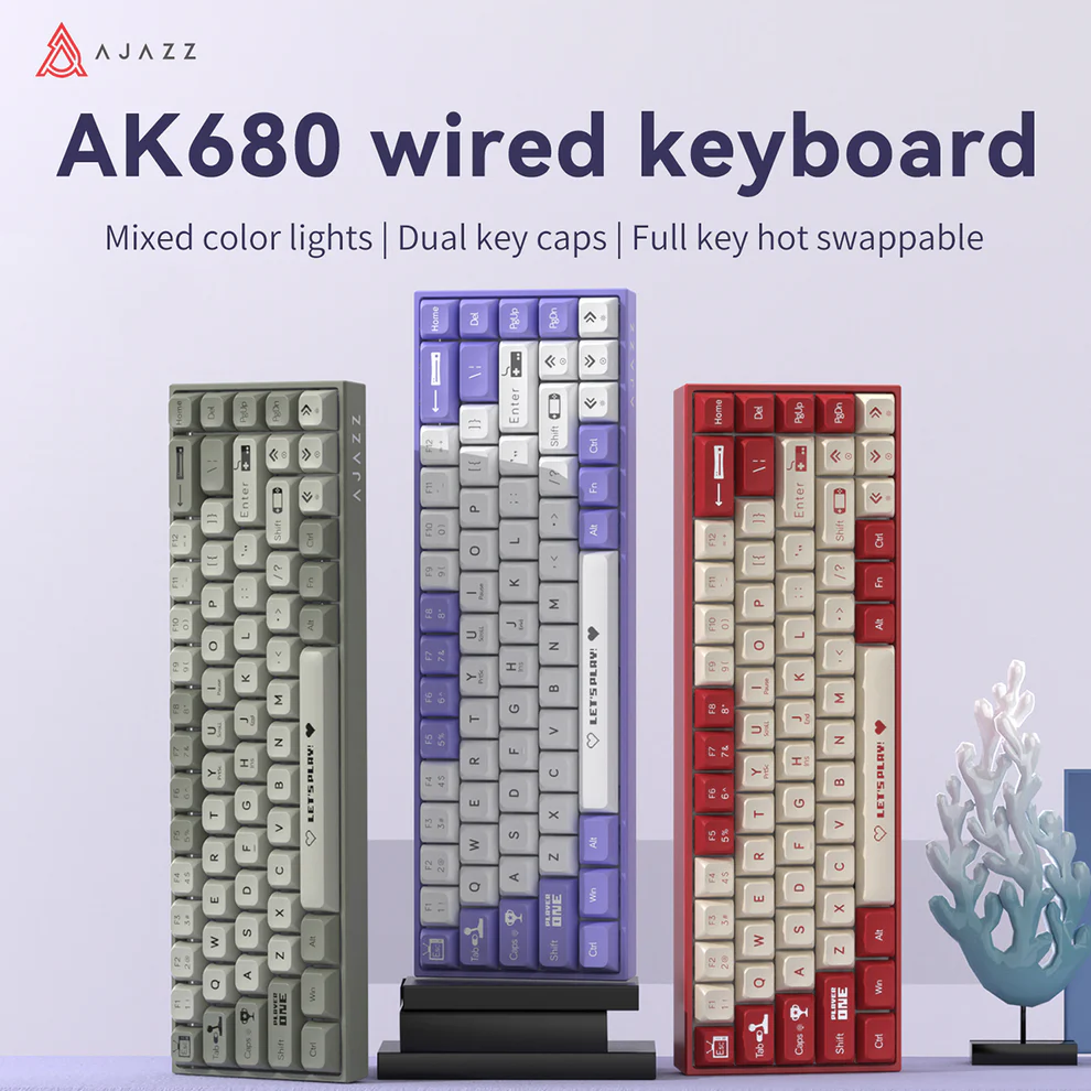 Teclado mecánico ajazz ak680 Morado/blanco Sw Red 2