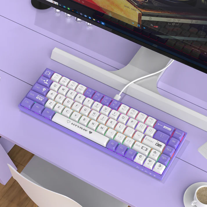 Teclado mecánico ajazz ak680 Morado/blanco Sw Red 8