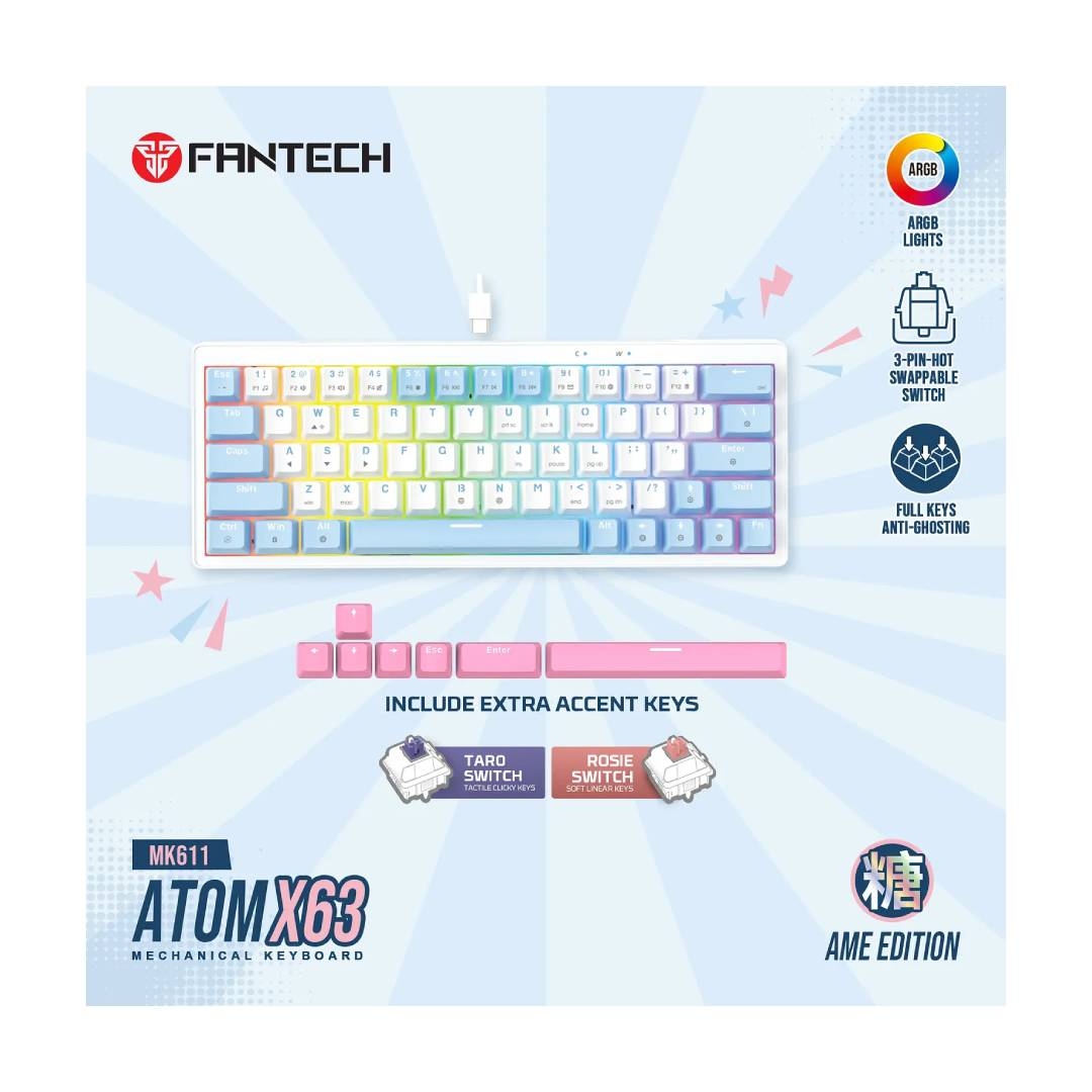 Teclado Fantech ATOM X63 MK611 AME White SW rosie 3