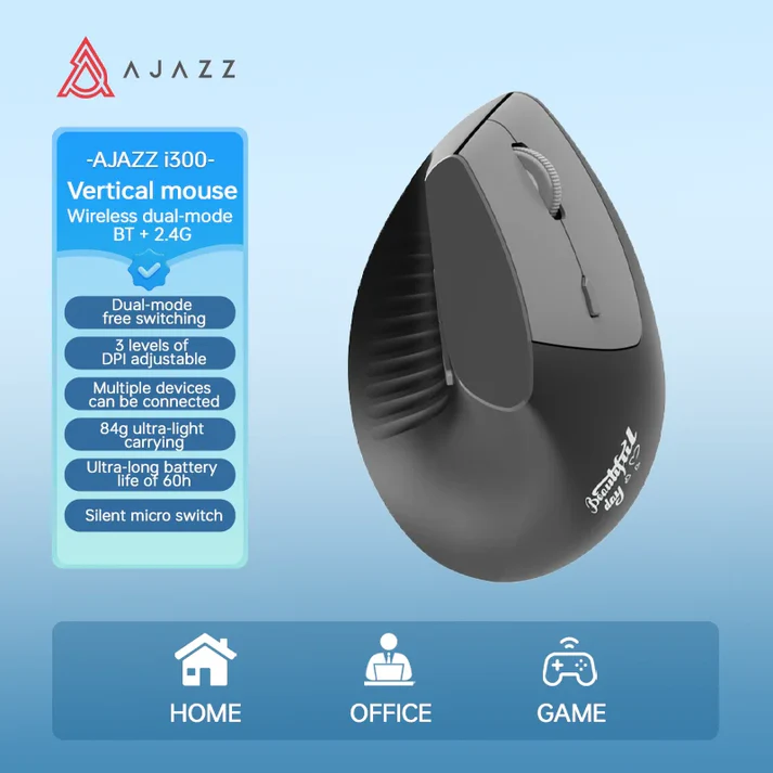 Mouse ajazz i300 Vertical Inalámbrico Dual-Mode (Bluetooth + 2.4 GHz) 8