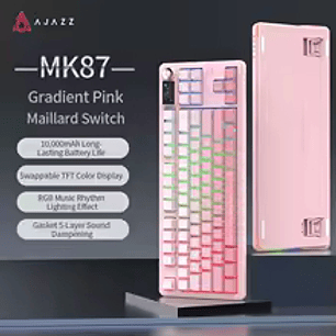 Ajazz keyboard MK87 Three Mode 10000mAh + Screen + Knob Gradient Pink 