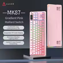 Teclado Ajazz MK87 Three Mode Layout 87 Teclas + pantalla + Knob Gradient Pink  1