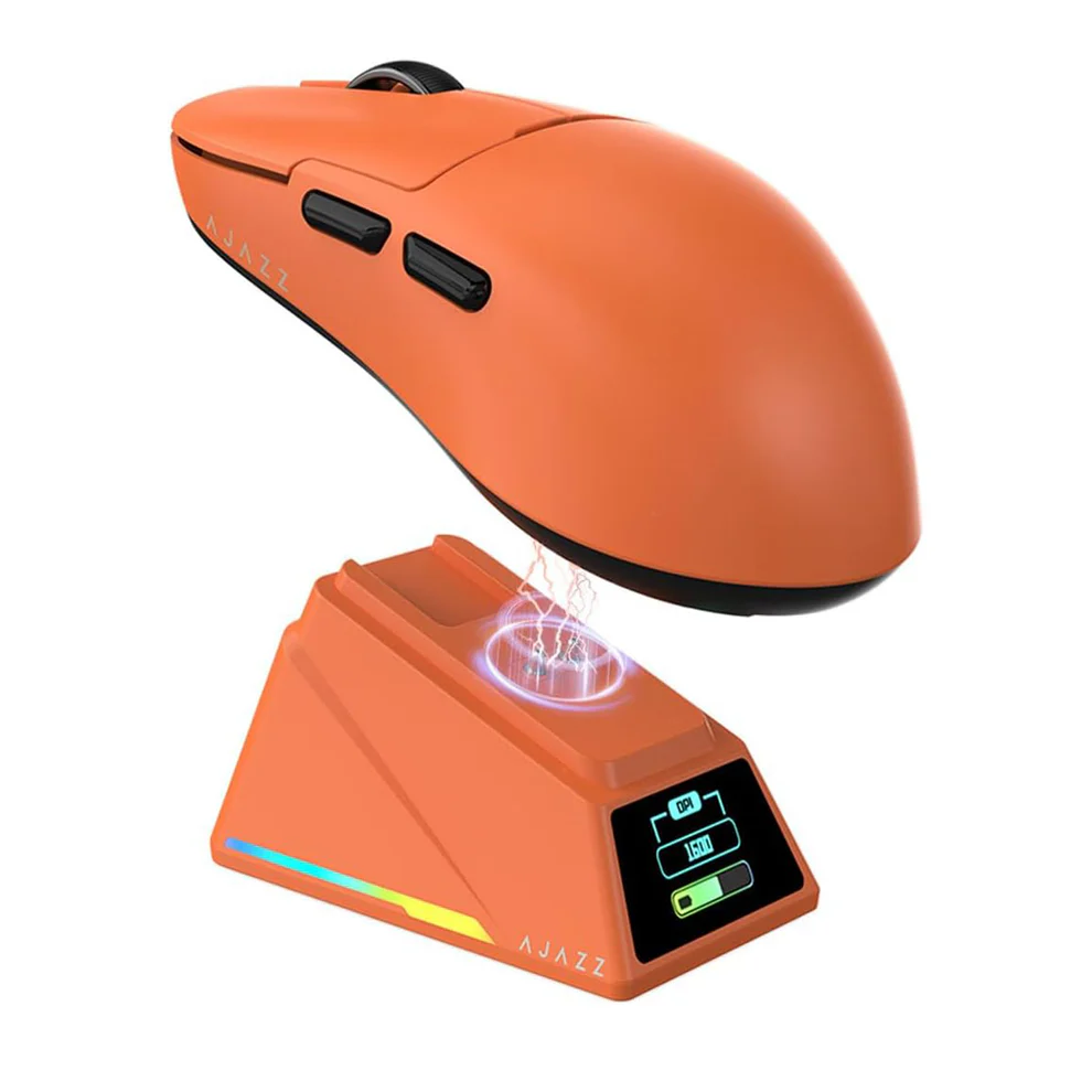 Mouse Inalámbrico AJAZZ AJ159 APEX Naranjo– Triple Modo | 42.000 DPI | Ultraligero 1