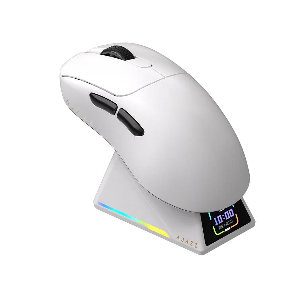 Mouse Inalámbrico AJAZZ AJ159 APEX Blanco – Triple Modo | 42.000 DPI | Ultraligero 3