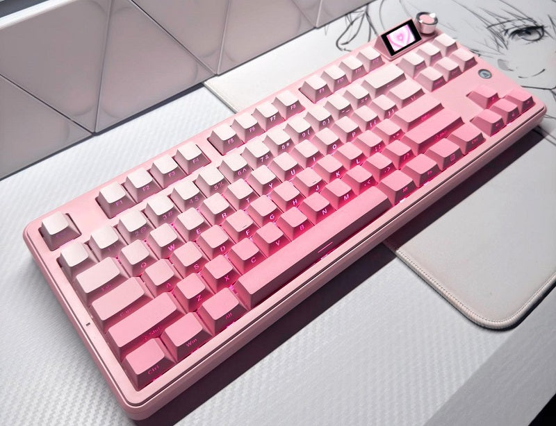 Teclado Ajazz MK87 Three Mode Layout 87 Teclas + pantalla + Knob Gradient Pink  2