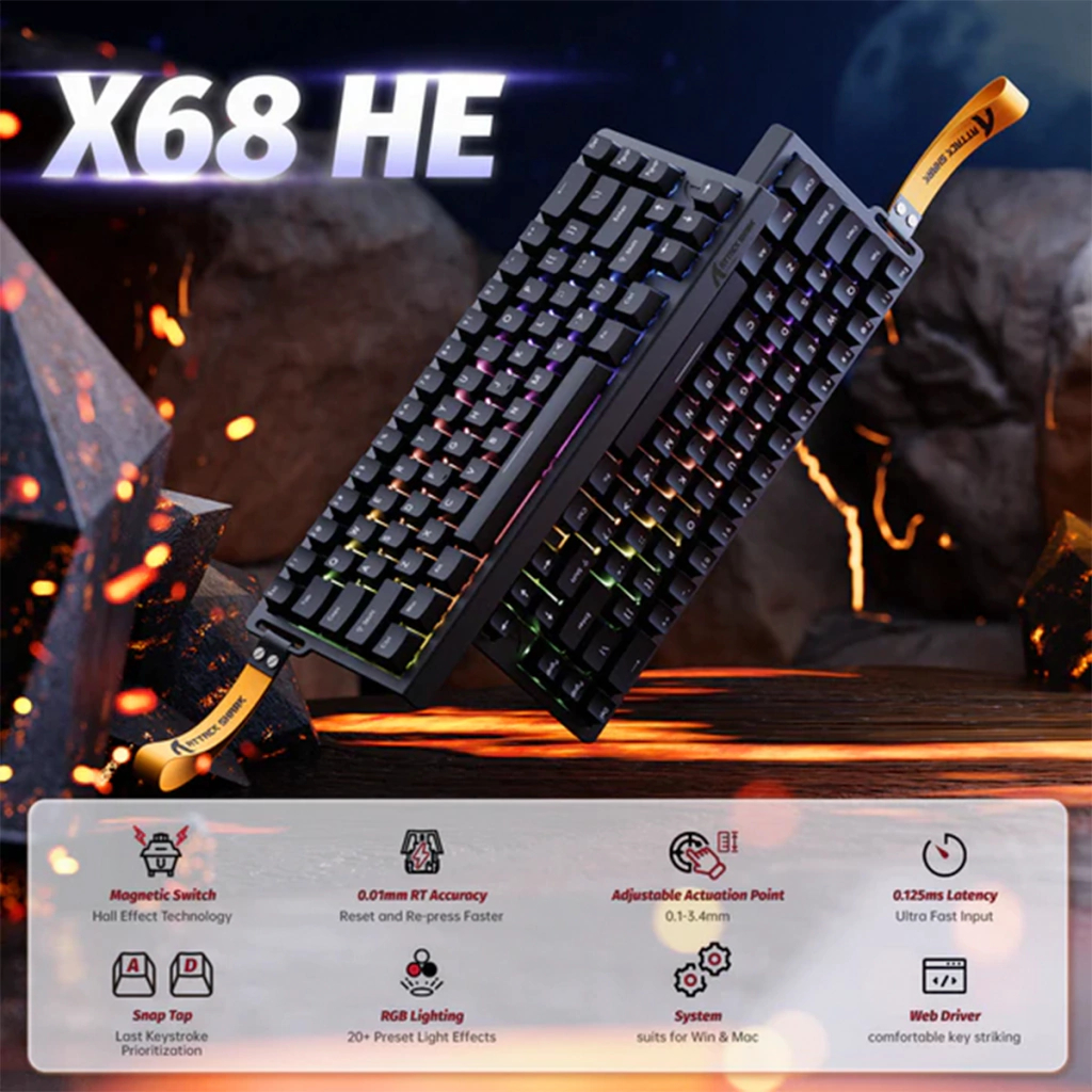 Teclado Attack Shark X68HE BLACK - MAGNETIC SWITCH 4