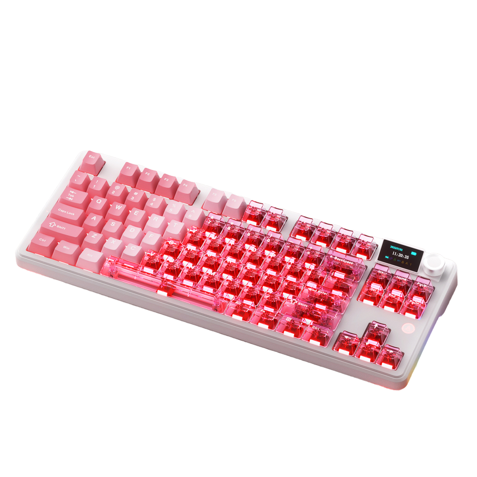 Teclado Mecánico AJAZZ MK87 RGB Three-Mode Rosa Degradado con pantalla 4