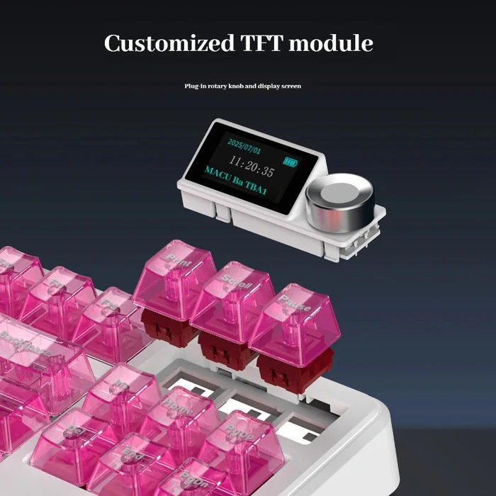 Teclado Mecánico AJAZZ MK87 RGB Three-Mode Rosa Degradado con pantalla 6