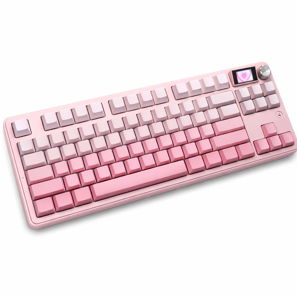 Teclado Ajazz MK87 Three Mode Layout 87 Teclas + pantalla + Knob Gradient Pink  3