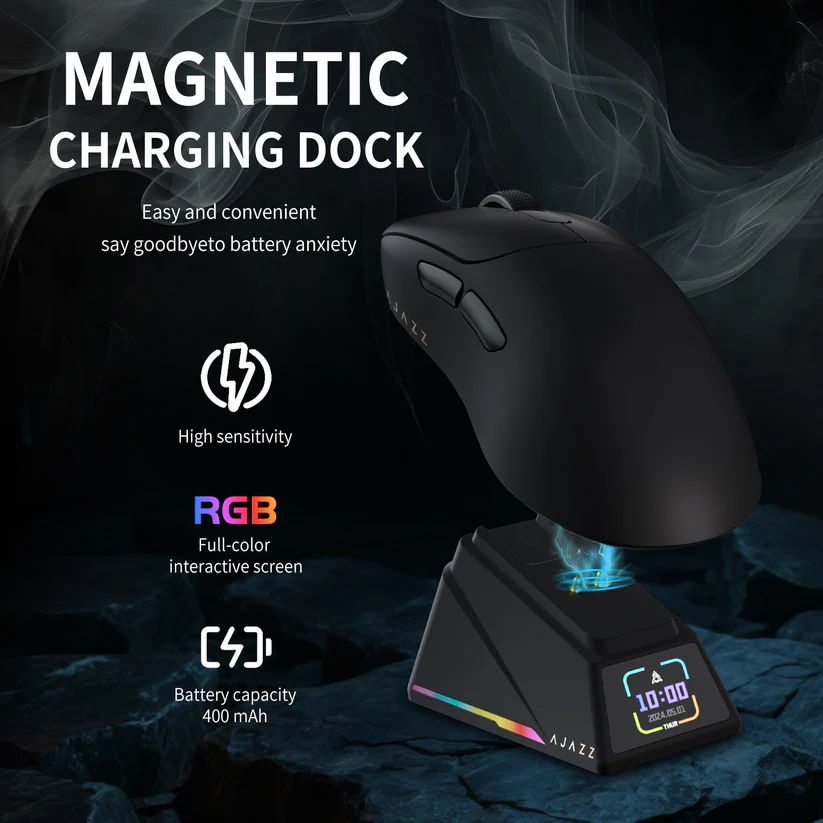 Mouse Gamer AJAZZ AJ179 APEX Negro – Tri-Mode con Pantalla Interactiva 5