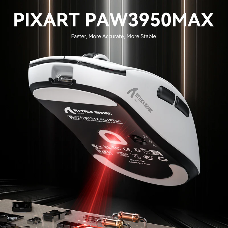 Mouse Attack Shark R6 Ultralight Blanco – Precisión Extrema Ultralight 6
