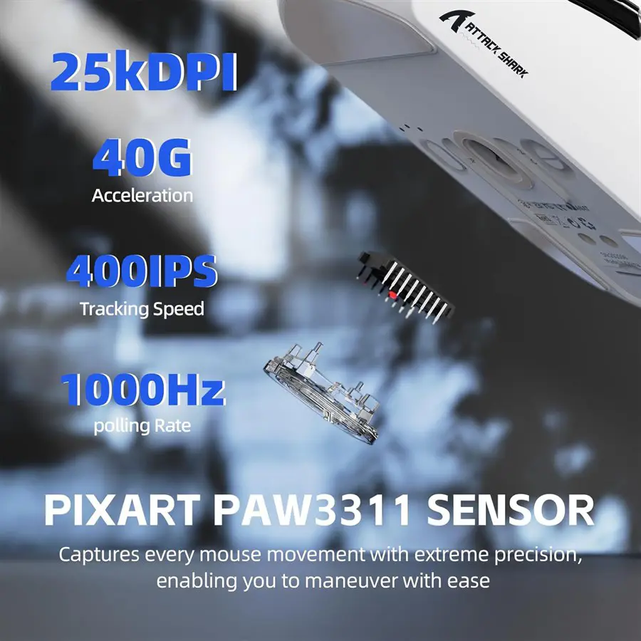 Attack Shark G3 Pro RGB Tri-Mode Wireless Gaming Mouse - White + Base 6