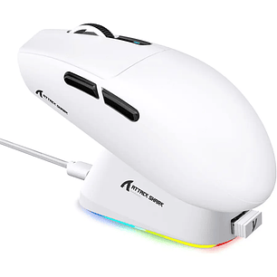 Mouse Gamer  Attack Shark G3 Pro RGB Tri-Mode Wireless Gaming Mouse - White + Base
