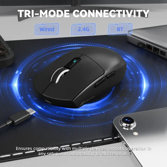 Attack Shark G3 Pro RGB Tri-Mode Wireless Gaming Mouse - Black + base 5