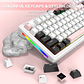 Teclado mecanico ATTACK SHARK M87 Inalambrico / Sw Sweet cool pink white jade (Teclas intercámbiales incluidas rosadas) - Miniatura 3