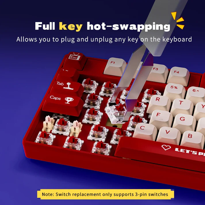 Ajazz keyboard AK870MC Wired Red -White  2