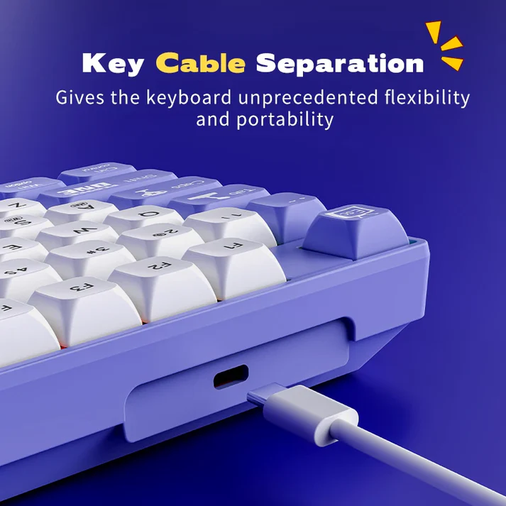 Ajazz keyboard AK870MC Wired Purple- White 3