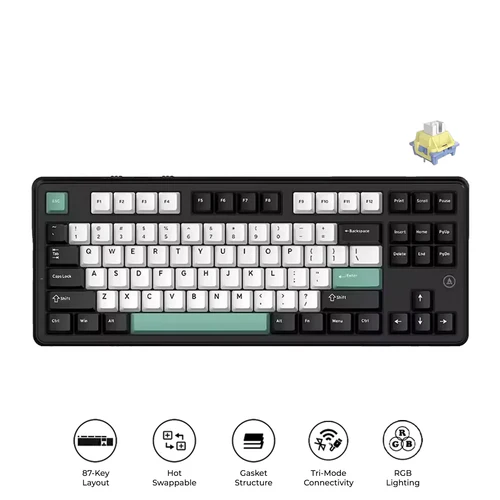 Ajazz keyboard MK87 Three Mode 10000mAh - Ink Mountain Green  2