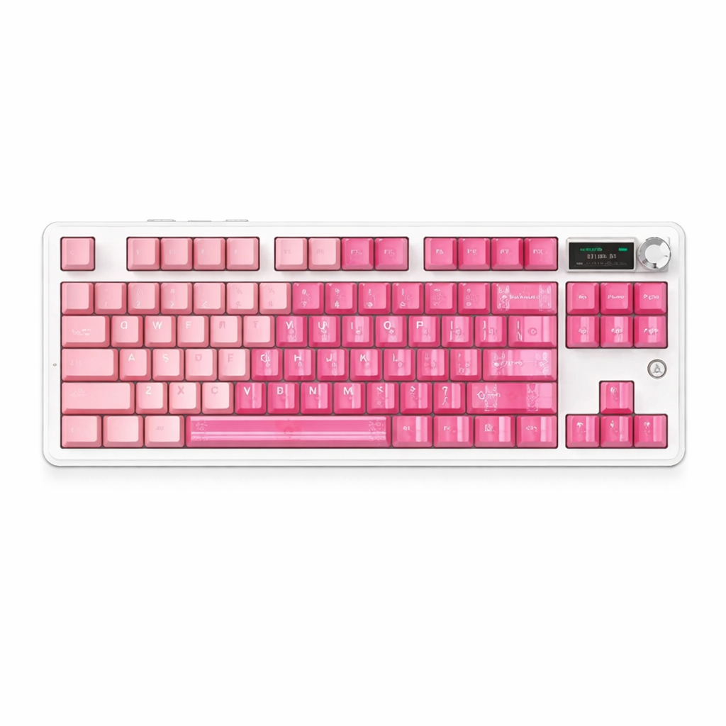 Teclado Mecánico AJAZZ MK87 RGB Three-Mode Rosa Degradado con pantalla 1