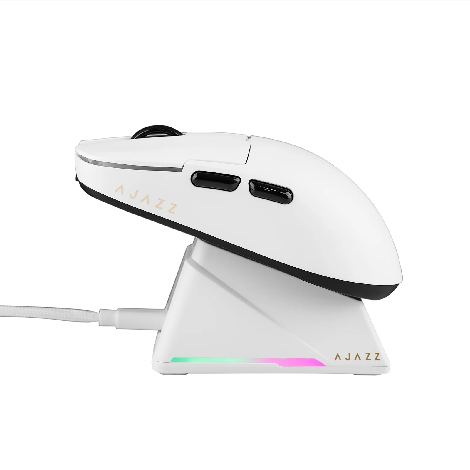 Mouse Gamer Ajazz Aj159 Pro Wireless Mouse - White + Base 4
