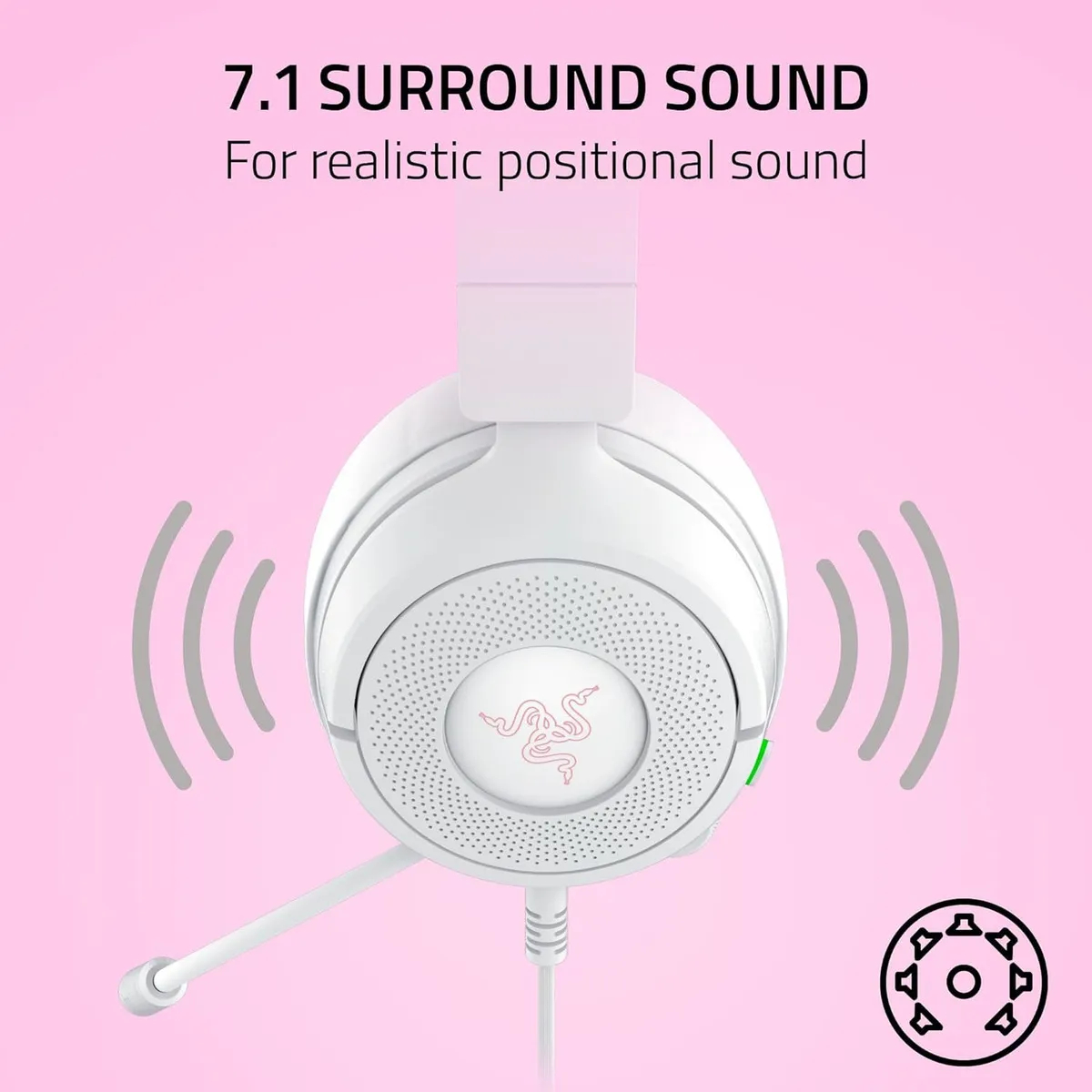 Razer Kraken Kitty V3 X – Audifonos con Cable, Orejas de Gatito, micrófono cardioide, Sonido Envolve 5