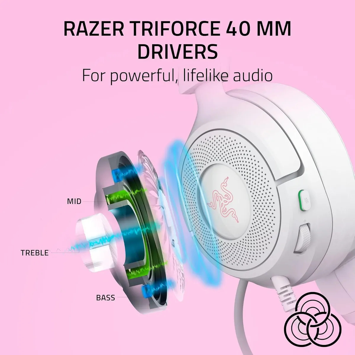 Razer Kraken Kitty V3 X – Audifonos con Cable, Orejas de Gatito, micrófono cardioide, Sonido Envolve 6